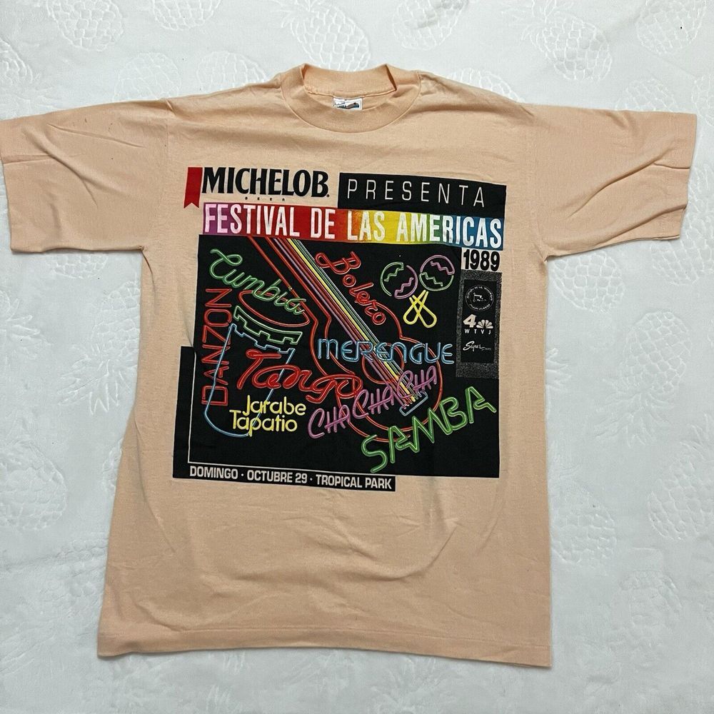 Vintage 1989 Festival de las Americas Tropical‎ Park Miami Shirt L RARE USA Made